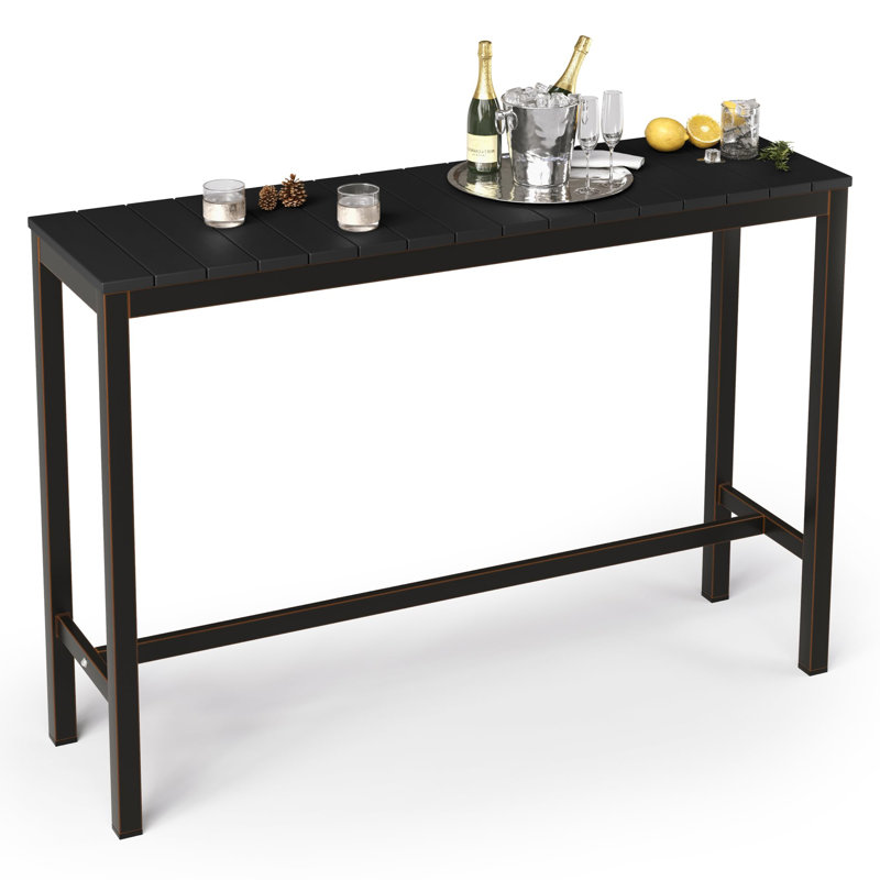 Seto Rectangular HDPS Outdoor Bar Table, Black
