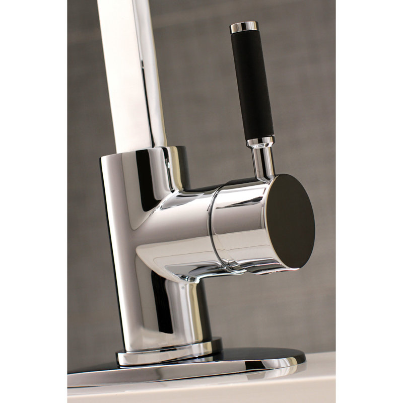 Robinet de salle de bain 1 poignée à fixation sur le comptoir avec poignée escamotable Kingston, Chrome poli