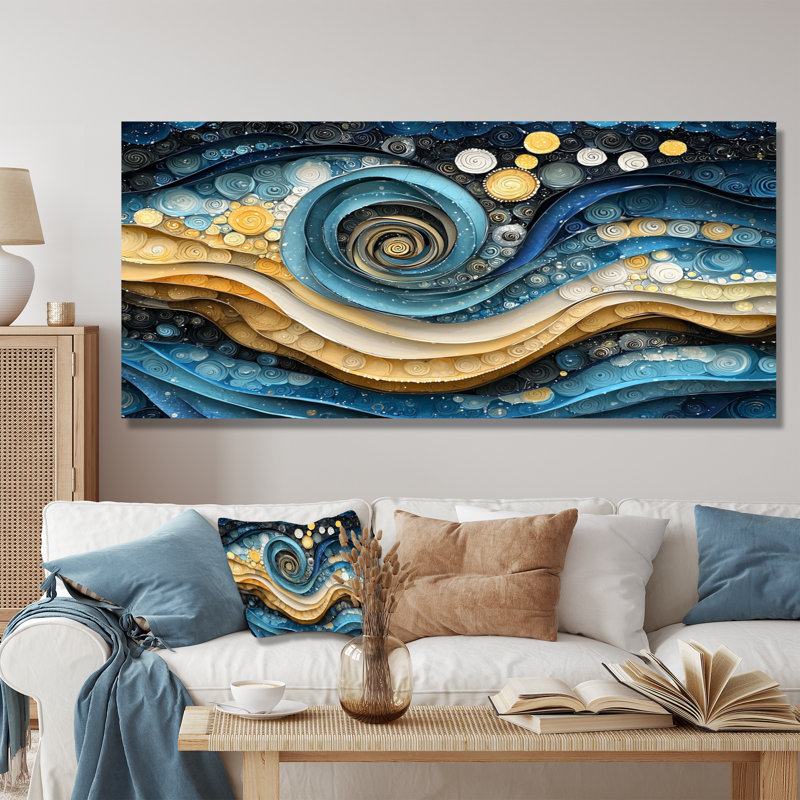 Weesner - Abstract Large Wall Art, H 28 po x l 60 po, Toile tendue sur cadre, Ne s’applique pas