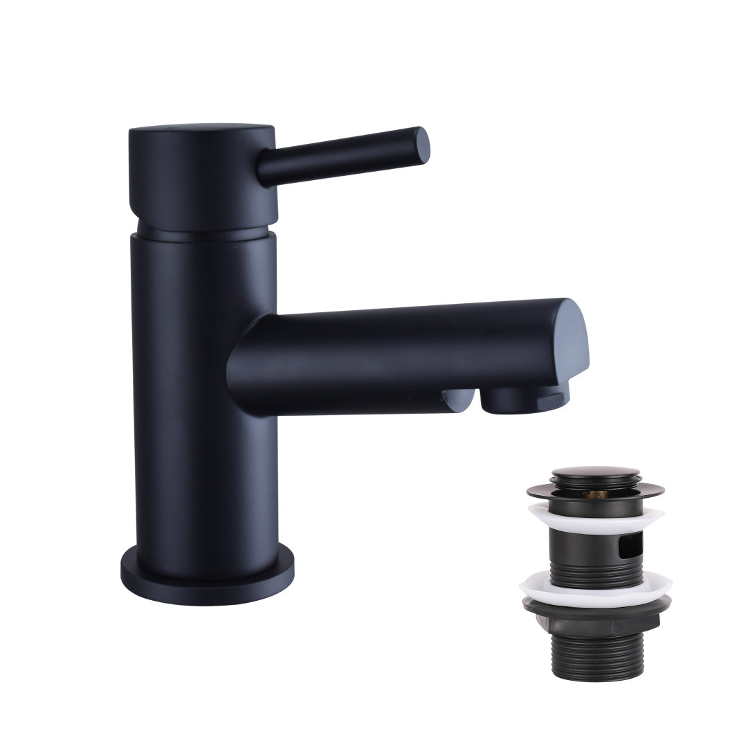 Delta Mono Basin Mixer – Matt Black Finish, G1/2" Inlet, Single Lever, Rounded Edge Deck Mounted, Modern Design Sink Taps, Bathroom and Basin Tap - Image 3