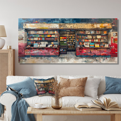 Décoration rétro rouge et bleue «I» - Boutiques et magasins - Décoration murale