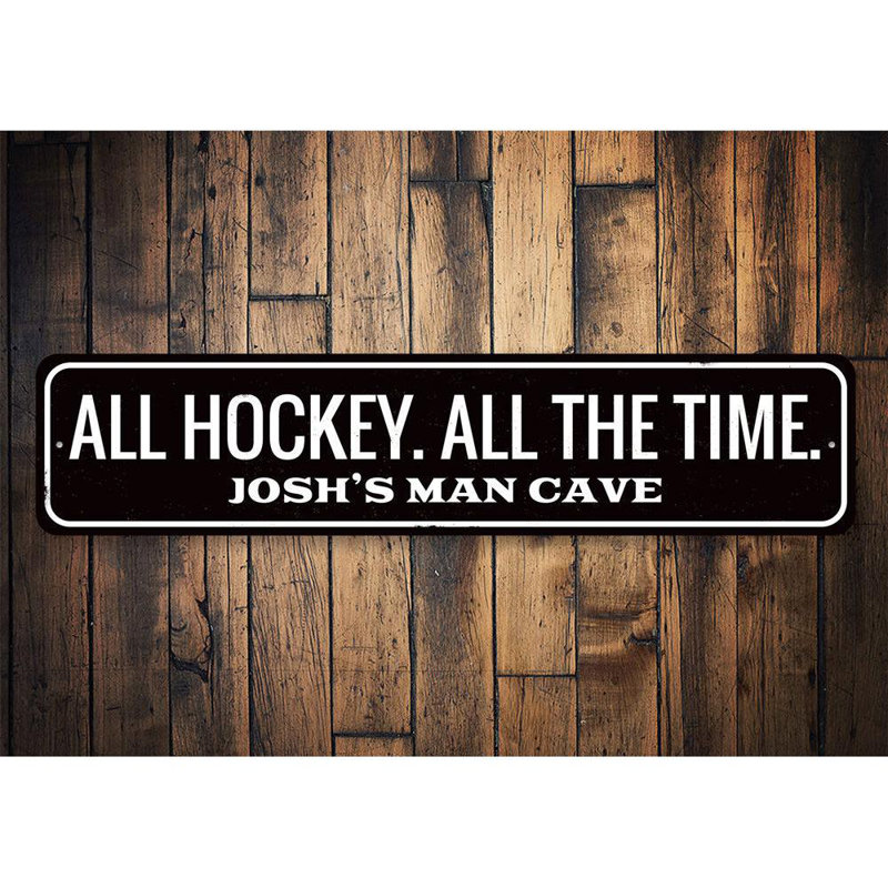 Plaque en aluminium «All Hockey», H 4 po x l 18 po x P 0,04 po