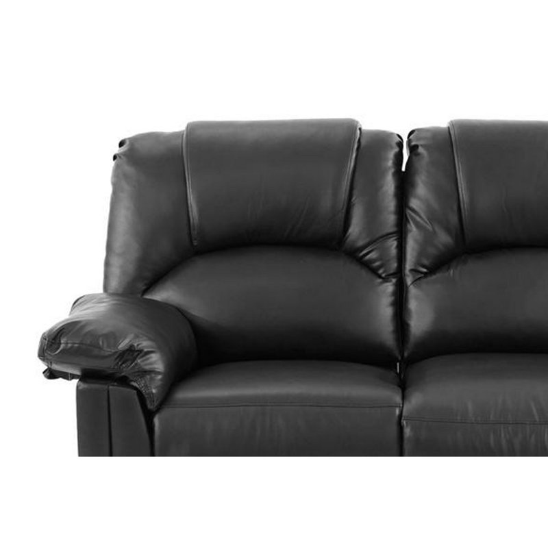 Garcial Bonded Leather Recliner Loveseat, Black Faux Leather