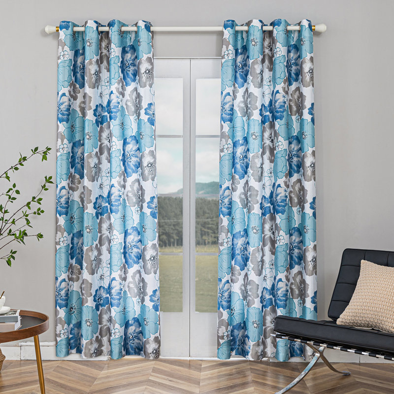 Rideau transparent en polyester , Bleu