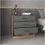 Commode à trois tiroirs et tablette ouverte de 27 po de hauteur Alder, chambre à coucher, vestibule, panneau latéral, gris mat - chêne naturel