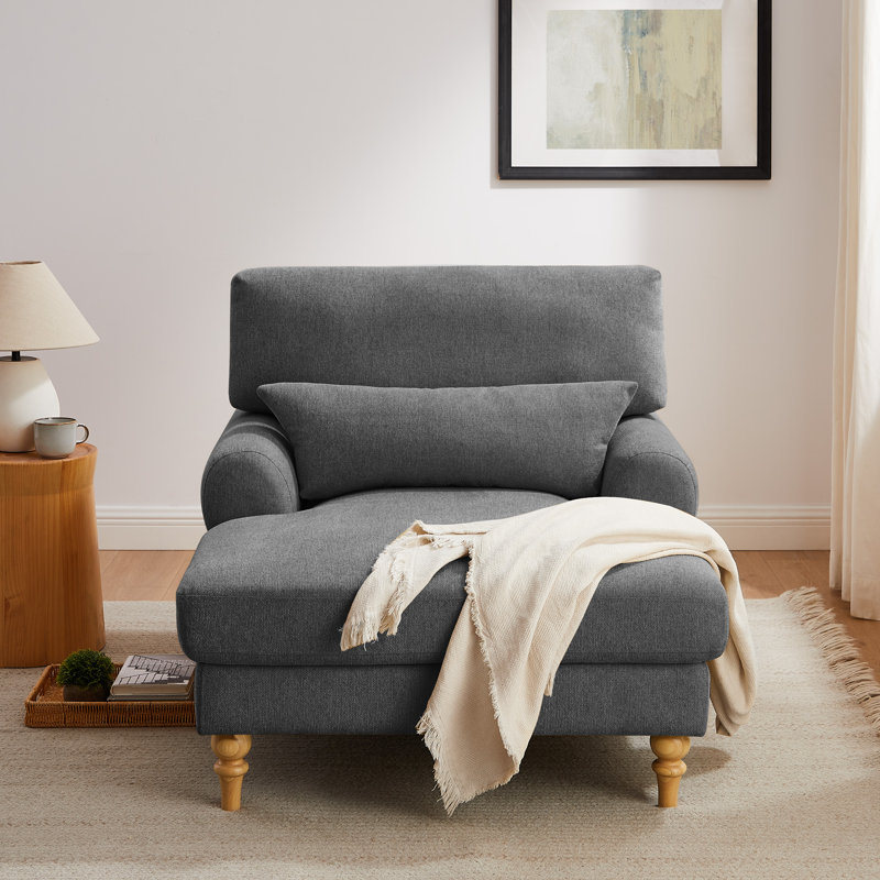 Chaise longue rembourrée avec dossier réglable Davene, Mélange de polyester gris foncé