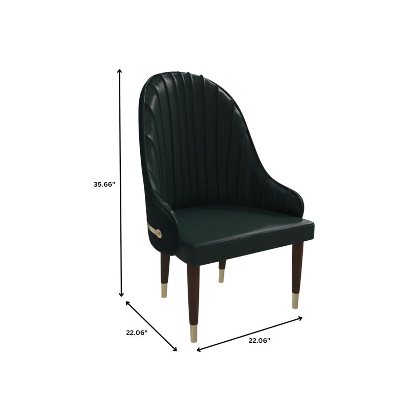 Chaise rembourrée en cuir avec structure et pieds en bois d'hévéa Simoneau Simoneau Collection Simoneau, Noir