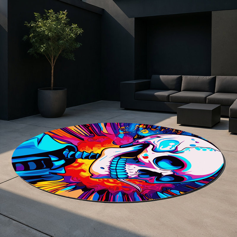 Color Cyclone Indoor And Outdoor Area Rug, Round 5'
