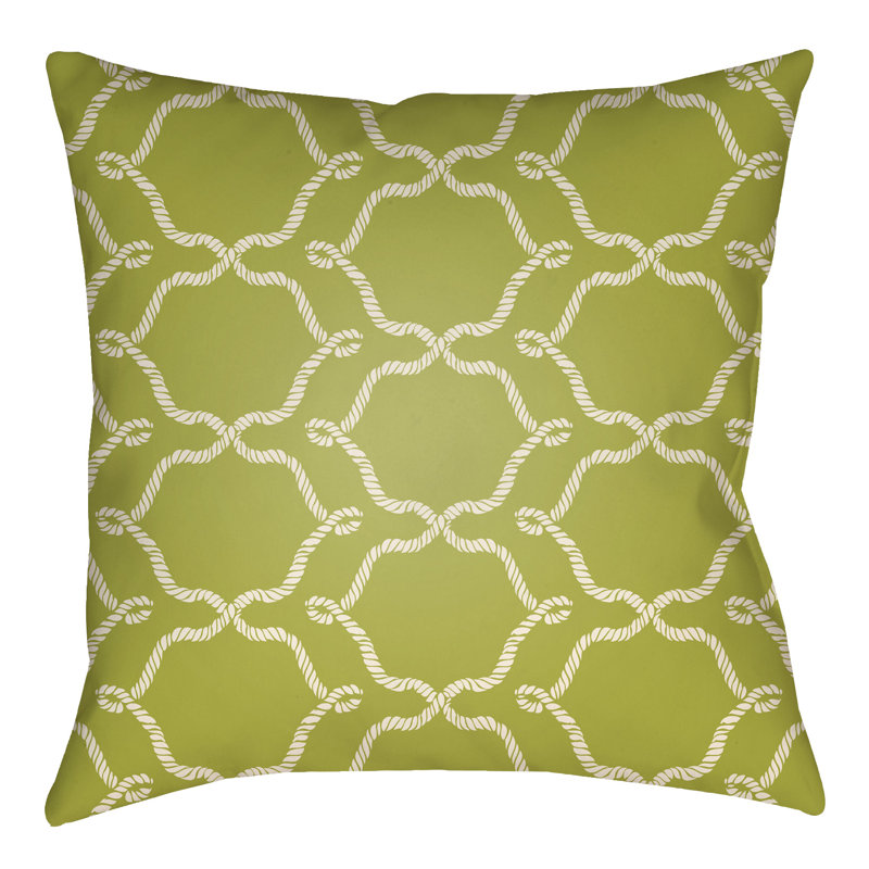 Litchfield Conway Geometric Outdoor Reversible Throw Pillow, 22" H x 22" W, Lime Green/Ivory