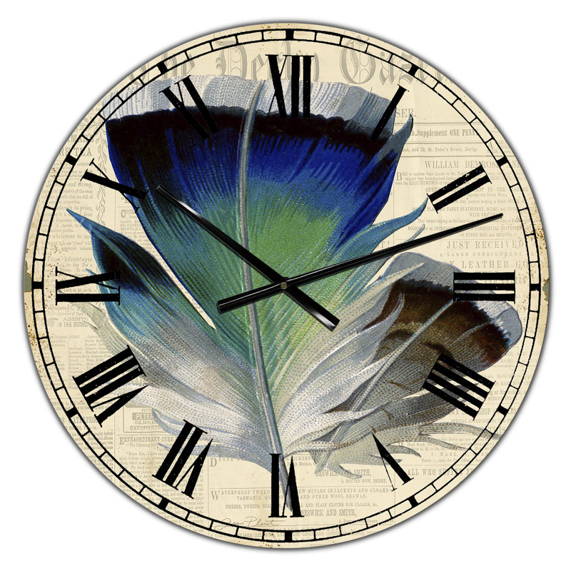 Horloge murale surdimensionnée colorée Elegant Feather I, Petit