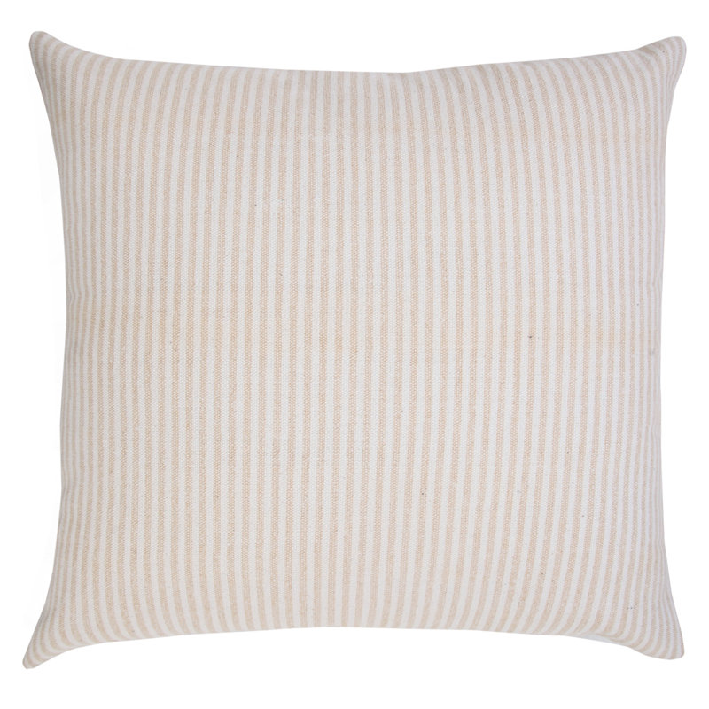 Housse et insert de coussin en coton carré Ira, 20 po X 20 po, Beige / Blanc, Pillow Cover Only - No Insert