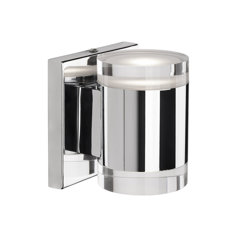 Norfolk Chrome Cylinder LED Wall Sconce with Crystal Accents