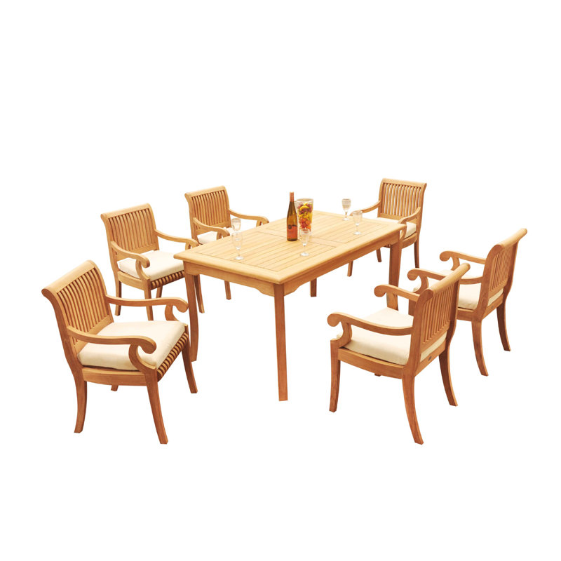 Ensemble repas 9 pièces teck Massenburg, L 60 po x l 35 po x H 30,5 po, 6
