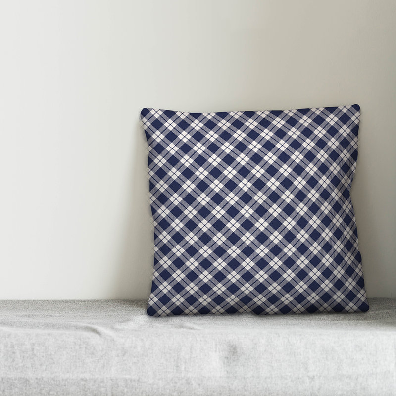  Coussin Circles, Bleu marine / blanc géométrique 2, 18 po x 18 po