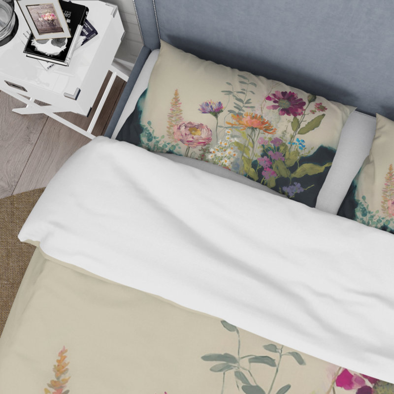 Ensemble de housse de couette Painted Blossoming Wildflowers I BeddingMicrofiber / Polyester