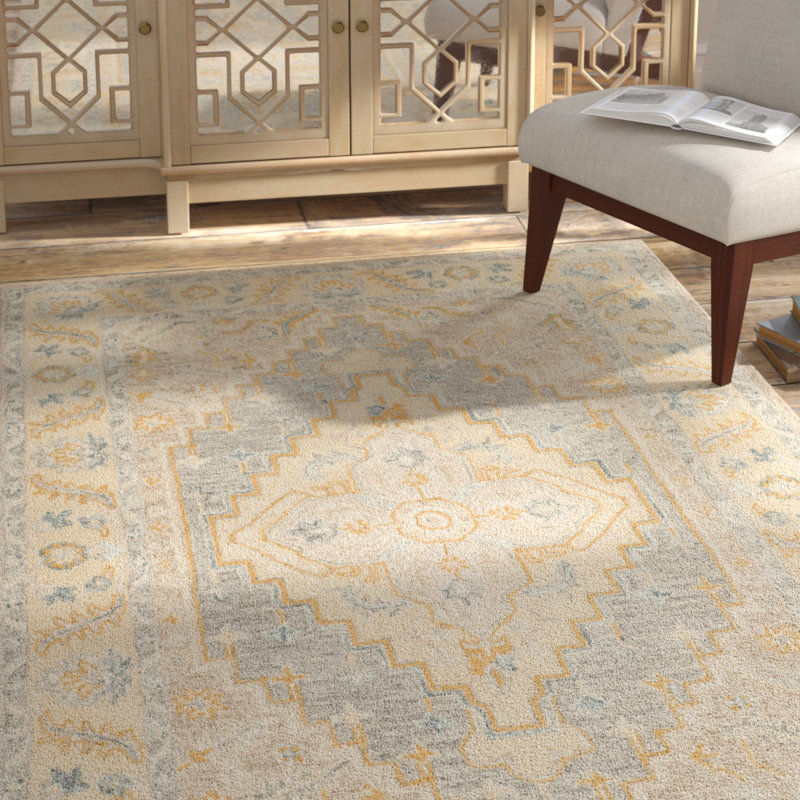 Tapis oriental en laine touffeté à la main Sebrite, Rectangle 8 pi x 10 pi
