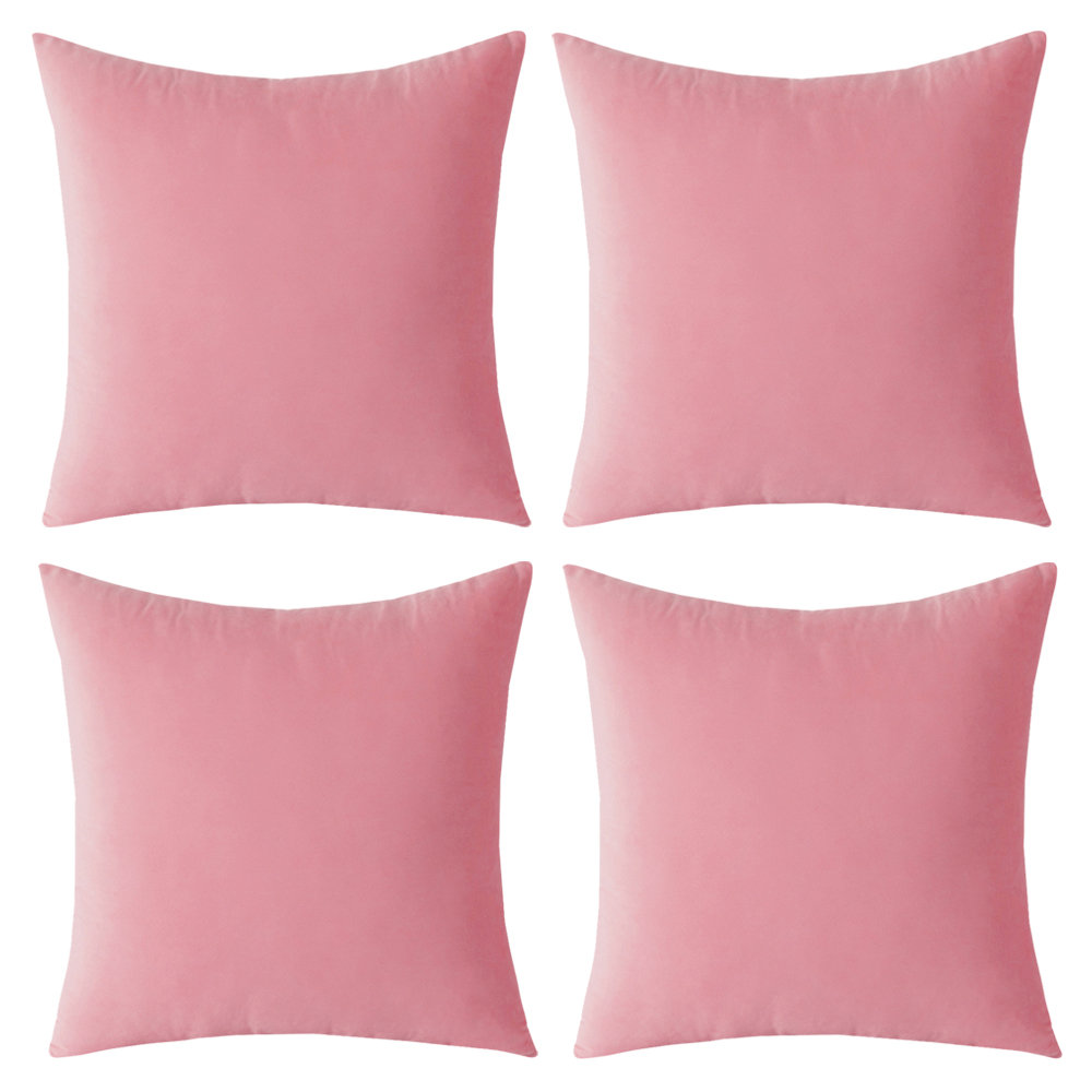  Velvet Throw Square Pillow Cover & Insert (Set of 4) WARISI 