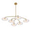 Lustre linéaire moderne 6 lumières, cadre en or brossé 32,7 po avec abat-jour en verre au lait plissé pour îlot de cuisine de salle à manger