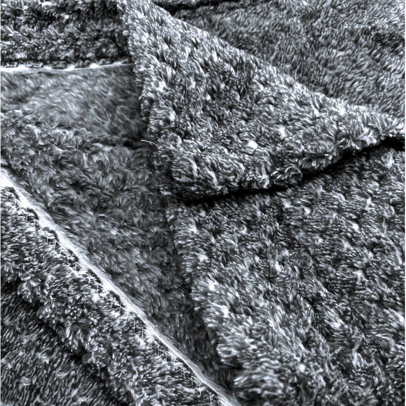 Jeté de lit blanc en molleton doux et moelleux, Noir, noir, noir, noir