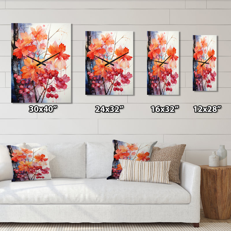 Horloge murale Japon Art Coral Crimson Maple I, Grand