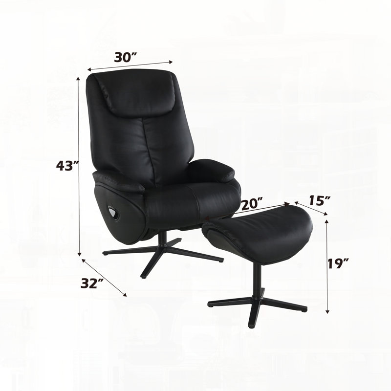 Fauteuil d'appoint en cuir fleur avec pivot et repose-pieds