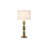 Modern Stacked Metal Table Lamp with Glass Accents and Linen Shade-512851586