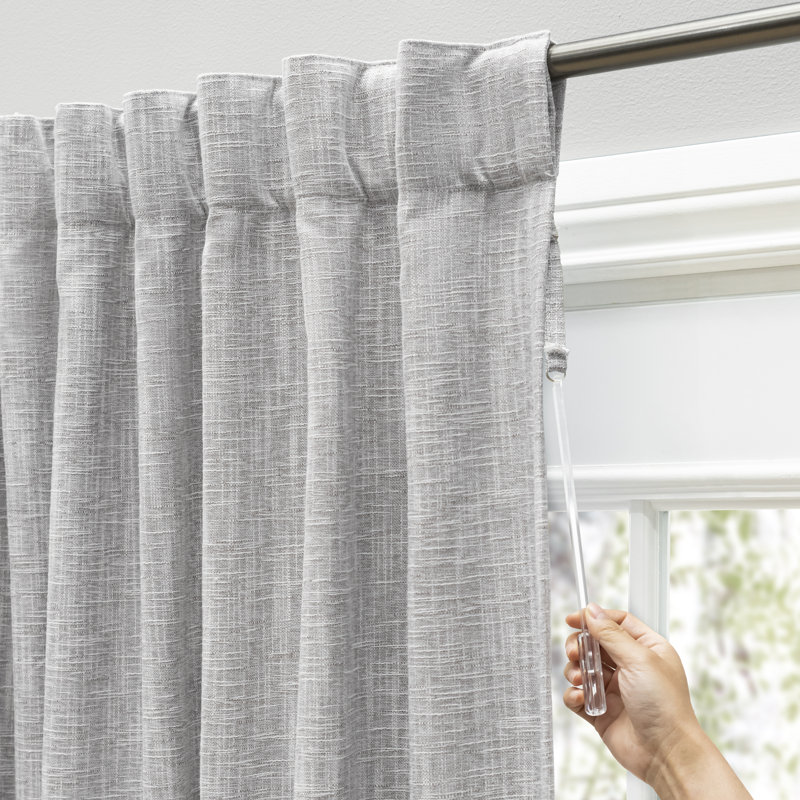 Bouton 100% Blackout Rod Pocket with Back Tabs Patio Panel with Wand, Light Grey