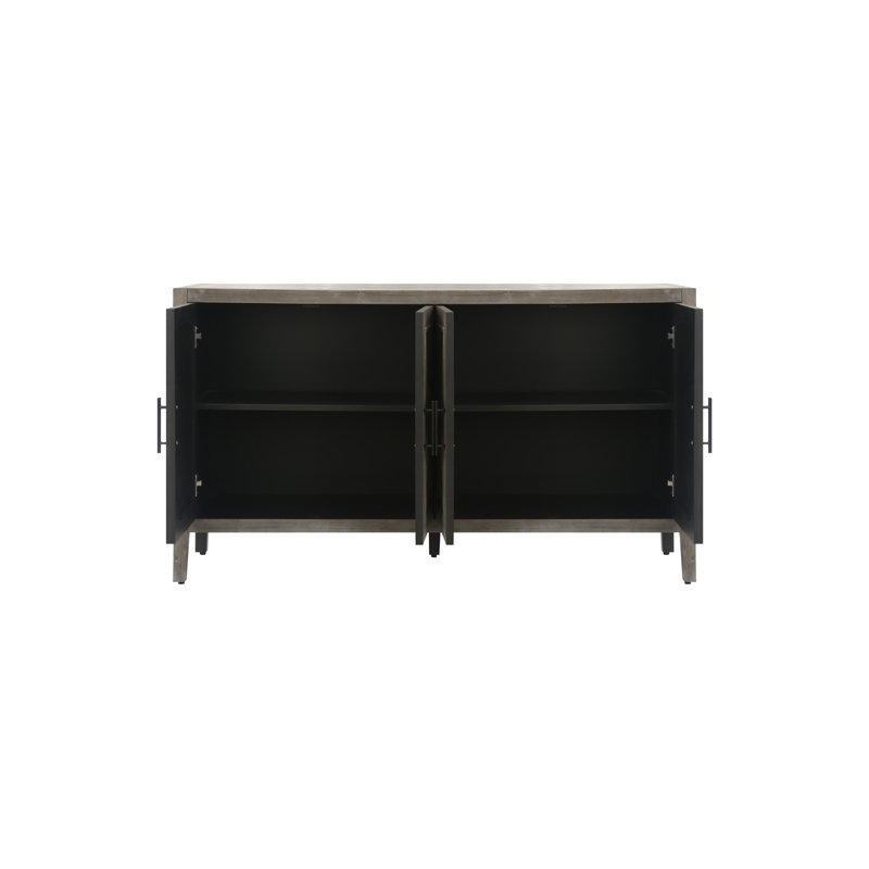 Buffet 60 po Modern Farmhouse - Buffet en bois avec 4 portes, tablette réglable - Brun antique | Idée de cadeau, Brun antique