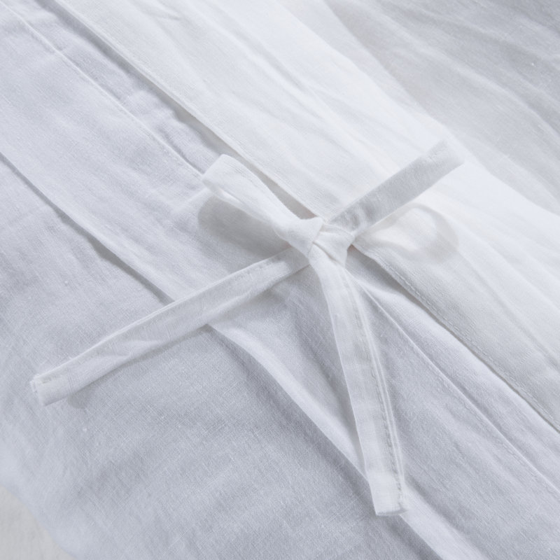 Stone Washed Pure Linen Duvet Cover Set, White, King Duvet Cover + 2 Sham