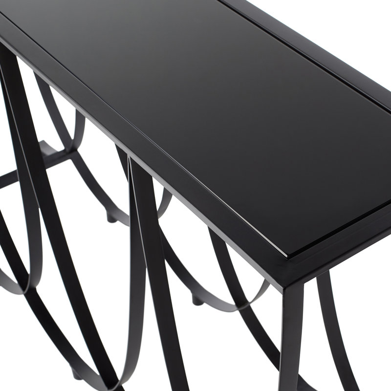 Suffolk 55'' Black Iron and Glass Console Table