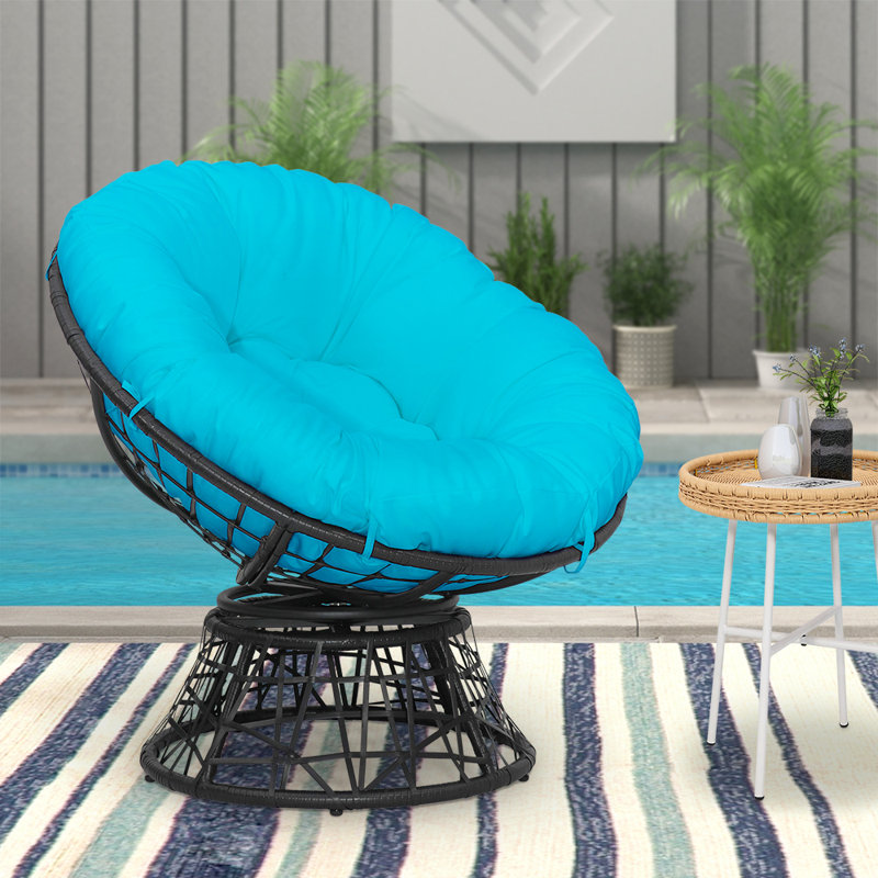 Chaise de patio inclinable pivotante à 360 ° avec coussins Ahouh, Turquoise