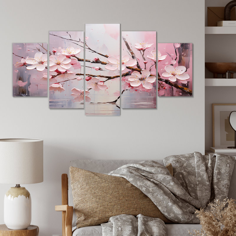 Cerisier blanc et rose Bloom I - Ensemble de décorations murales multiples