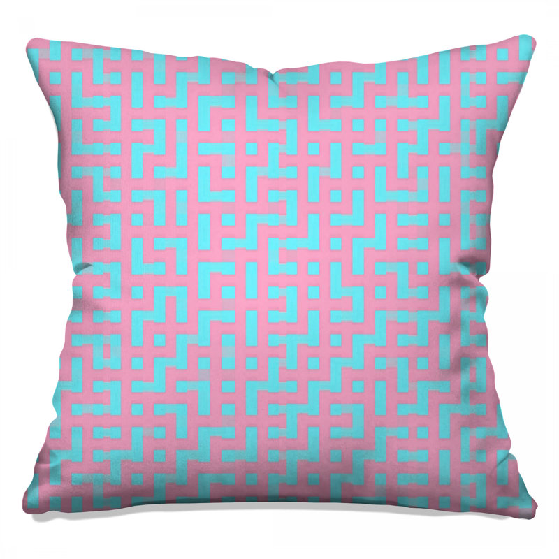 Blue Pink Maze Double Sided Throw Pillows, 16 x 16 inches
