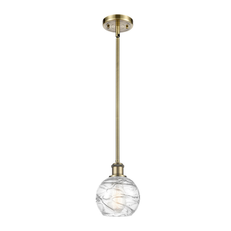 Luminaire suspendu en forme de globe à 1 lumière Mott, Ampoule incandescente 100 watts rétro, Laiton antique