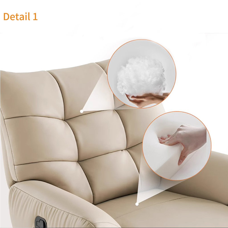 Comfortable large stain-resistant leather recliner, Beige