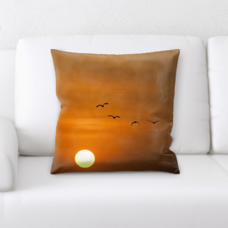 Coussin décoratif à coucher de soleil oiseau Broadbay