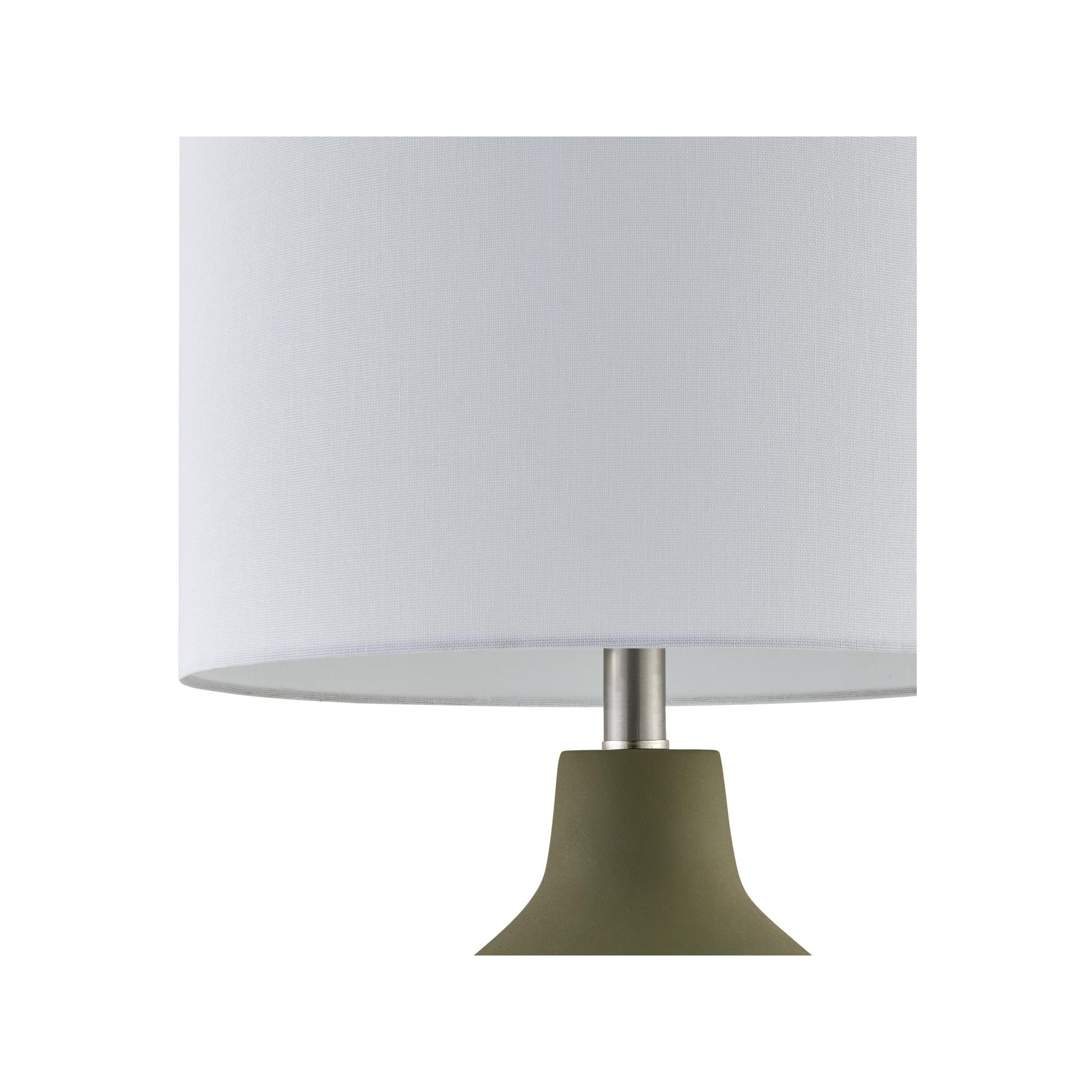 Lockwood Concrete Table Lamp with Linen Shade , White, Green