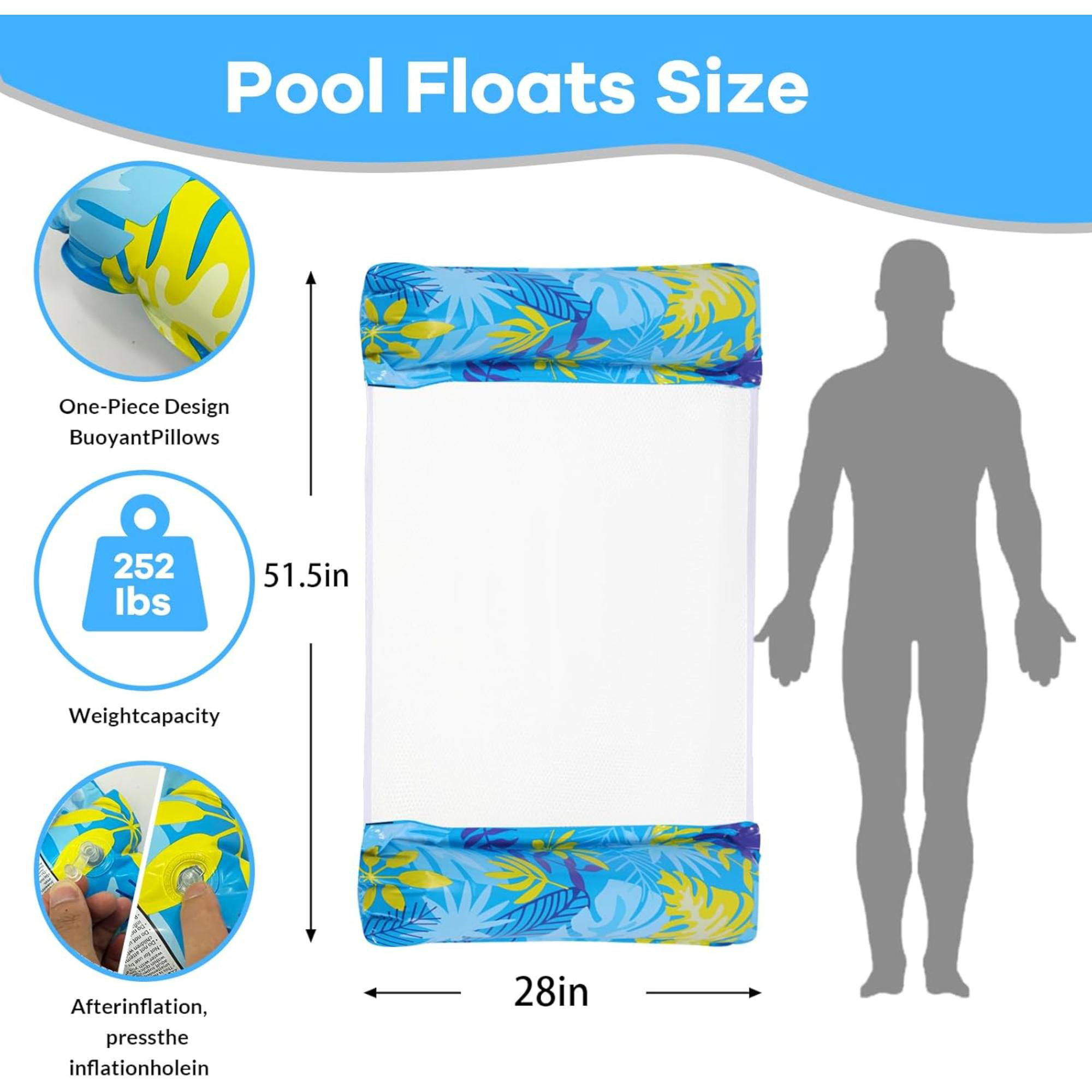 Textiles Hub Inflatable Pool Floats Adult 5 Pack Multi-Purpose Pool ...