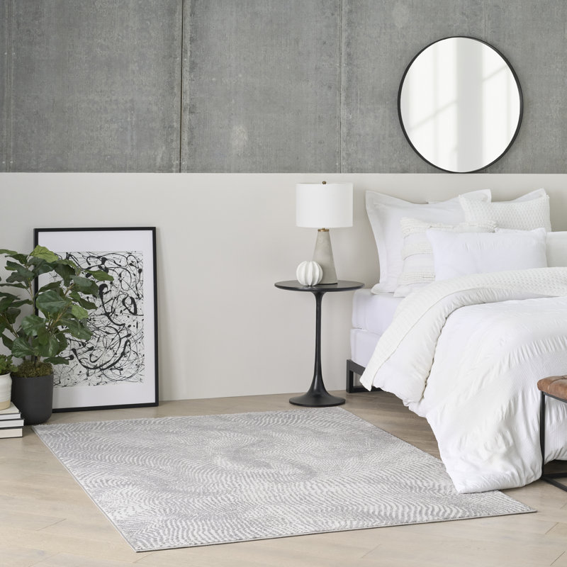 Alim Abstract Machine Made Area Rug, Rectangle 160 x 221 cm, Grey