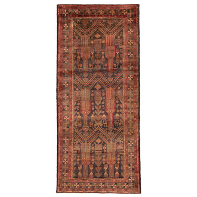 Teimani Black, Red Rug 4'2" x 9'9"