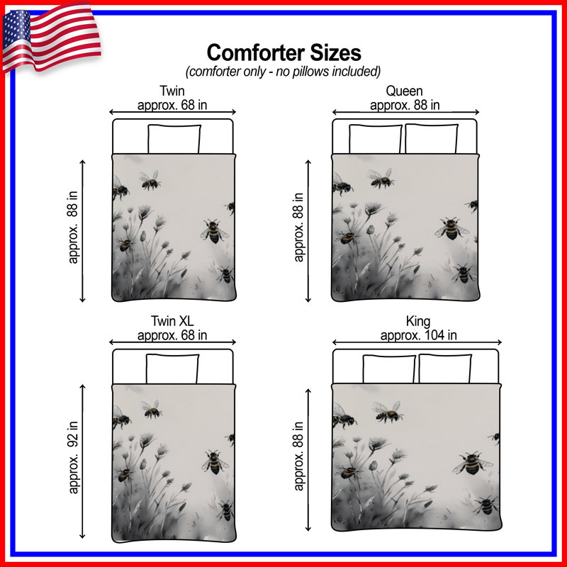 Bees On Wildflowers Comforter, Twin