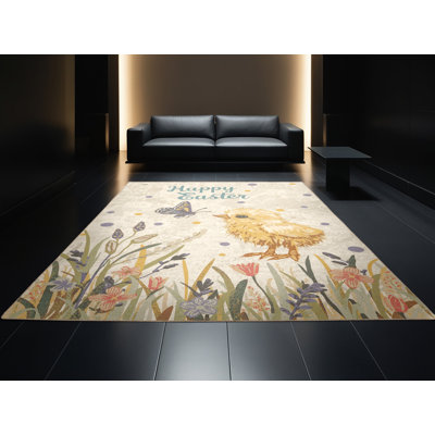 Tapis beige moderne et contemporain lavable à la machine Karlov