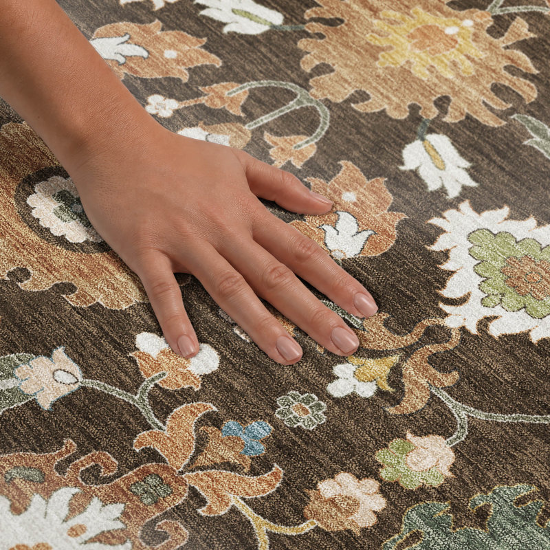 Tapis traditionnel lavable à la machine Premium Premium AMF2458, Chocolate, 8' x 10'