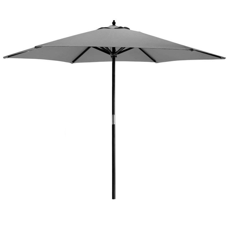 Wooden Garden Parasol, Grey, Black