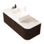 Meuble-lavabo 48 po, lavabo en céramique blanche, finition rayée noyer foncé 3D, 2 tiroirs, grand espace de rangement, système de fermeture en douceur, pré-assemblé