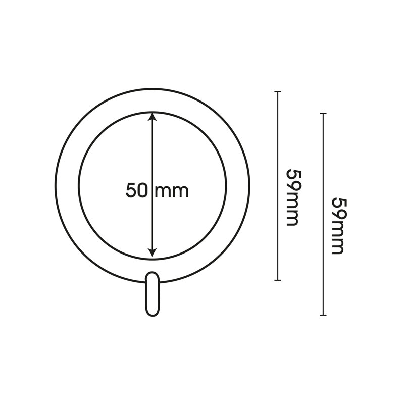 Martines Chrome 1.9cm Curtain Rings, Chrome, 1.9cm H x 1.9cm W