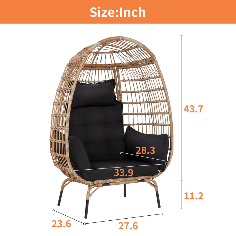 Chaise de patio avec coussins Carlitta, Noir