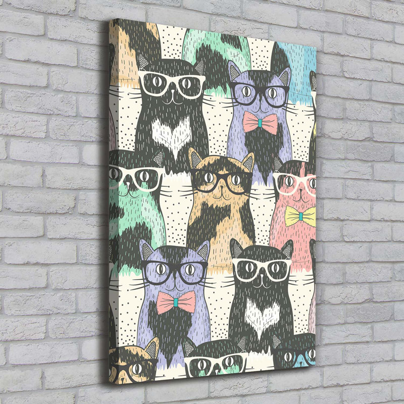 Cats With Glasses - Wrapped Canvas Print