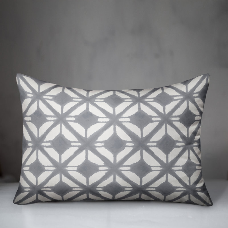  Diamond Lumbar Pillow, Gray/White