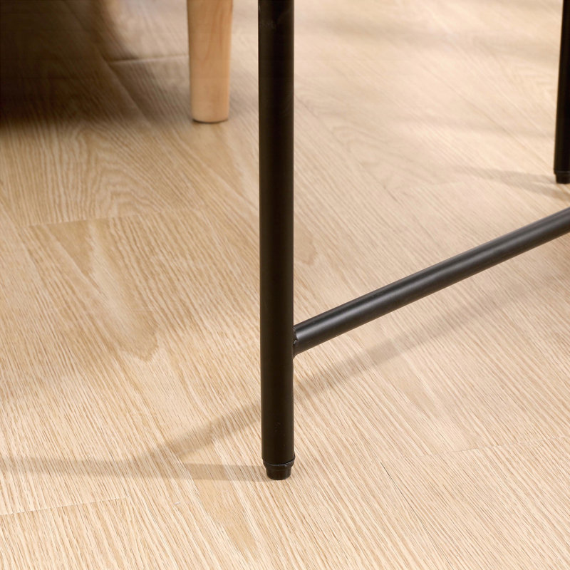 Table d'appoint noire à 2 niveaux avec structure stable en forme de X - Design en métal et bois